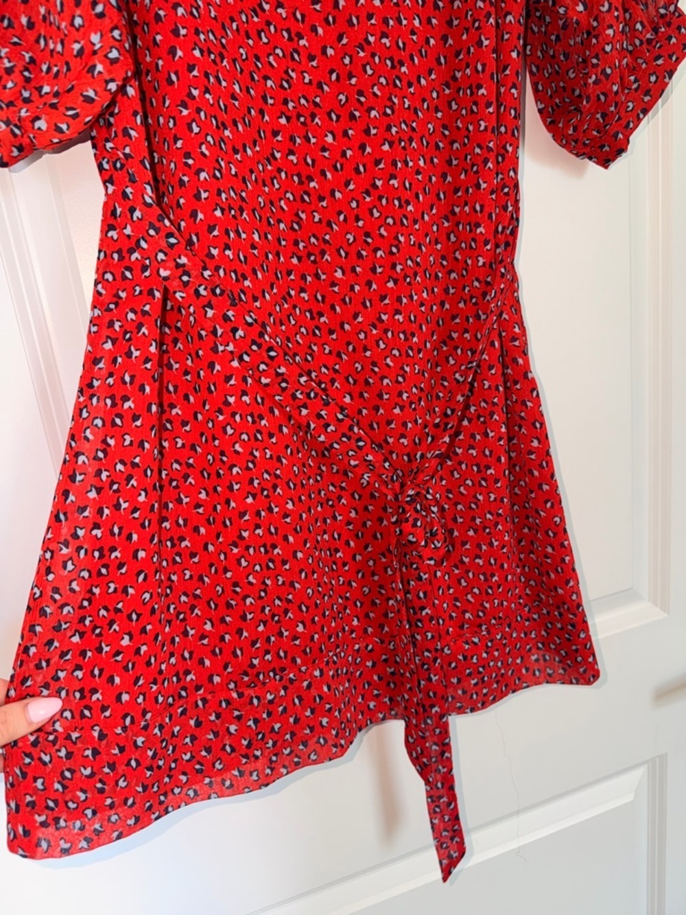 French Connection Women’s Red Printed Belted Dress size US 6 - Picture 4 of 7